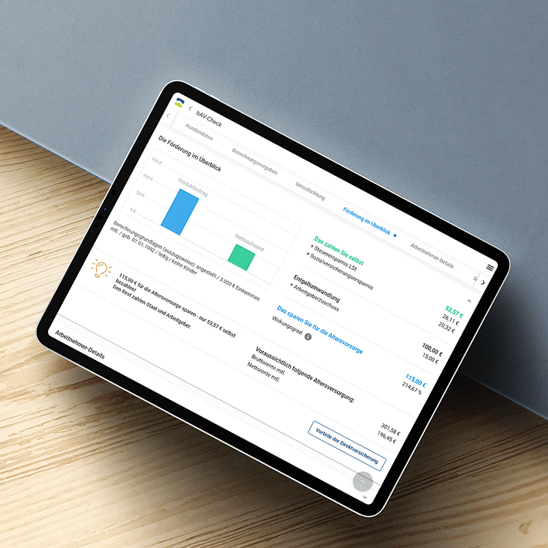 Modul bAV-Check auf iPad