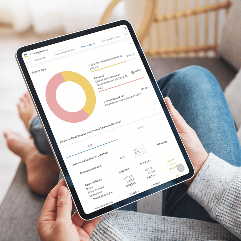 Modul Budgetrechner auf iPad